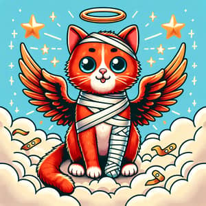 Red Cat with Angel Wings - Heavenly Saint Illustration