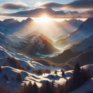 Sunlit Snowy Mountain