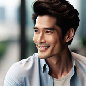 Handsome Southeast Asian Man Flashing Sweet Smile | Casual Cityscape Portrait
