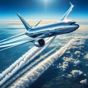 Commercial Jet Airplane Soaring in Blue Sky