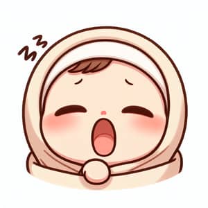 Cute Yawning Baby Illustration in Cozy Crib