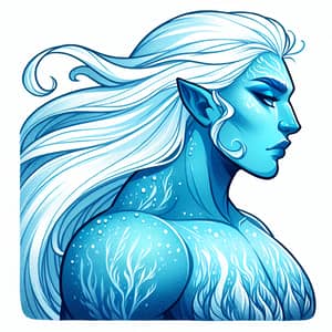 Female Frost Giant Illustration | Blue Skin & Snow-White Hair