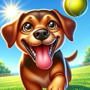 Joyful Medium-Sized Dog Playing Fetch in Sunny Park