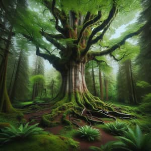 Ancient Tree in Lush Forest - Majestic Nature Scene
