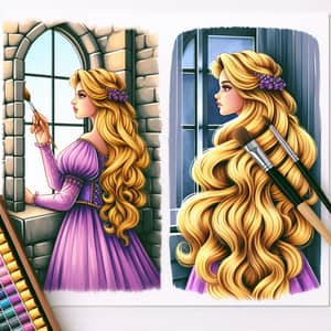 Golden-Haired Fairy-Tale Character in a Purple Dress