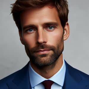British Caucasian Man in Blue Suit | Elegant Male Portrait