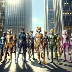 Feline Squad: Superhero Team in Unique Cat Costumes