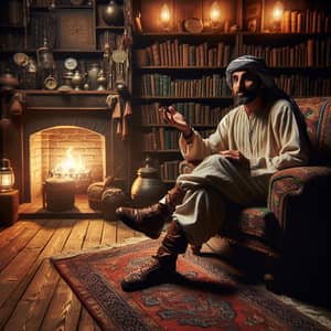 Cozy Room Stories: Middle-Eastern Storyteller in Homely Setting