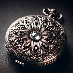 Exquisite Engraved Locket with Gemstone Detail