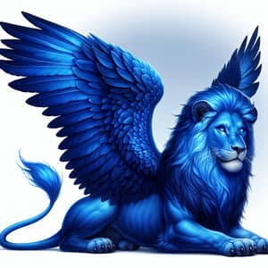 Majestic Blue Lion with Wings | Stunning Flying Creature