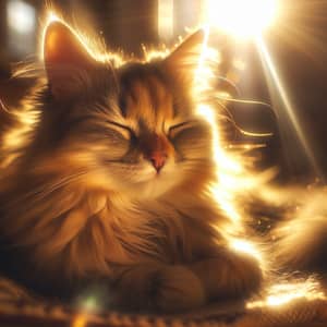 Sunlit Domestic Cat Enjoying a Relaxing Afternoon