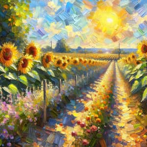 Sunflower Field in Impressionism Style
