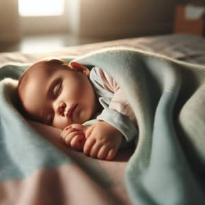 Peaceful Sleeping Caucasian Infant in Soft Blanket