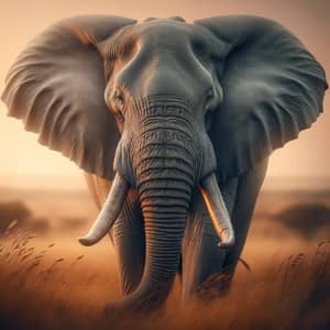 Majestic Elephant in Natural Habitat at Sunset