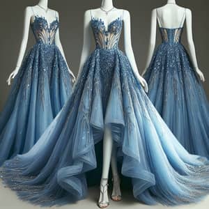 Sapphire Blue Evening Gown | Elegant Sequined Dress
