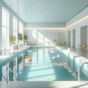 Bright Children's Swimming Pool Interior | Serene & Cheerful Ambiance