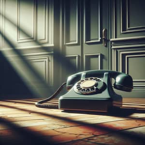 Vintage Rotary Phone Creating Eerie Atmosphere in Empty Room