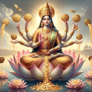 Lakshmi Hindu Goddess of Wealth - Elegant Depiction