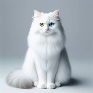 White Medium Length Coat Cat with Heterochromia
