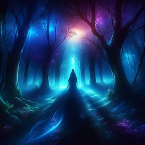 Ethereal Glow in the Dark Forest - Fantasy-Inspired Scene
