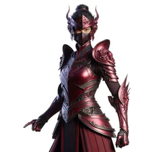 Female Warrior in Crimson Armor - Elegant Greek Mythology Design