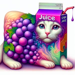 Fantastical Fusion: Cat & Grape Juice Box Painting