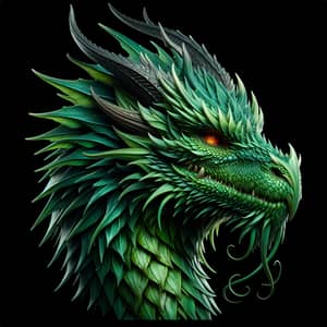 Majestic Emerald Dragon Head - Mythical Beauty & Grandeur