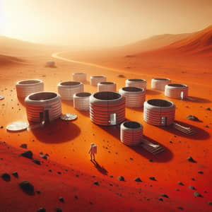 Exploring Mars Colonial Outpost in Vibrant Orange Landscape