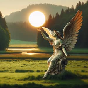 Tranquil Celestial Angel in Lush Green Forest Field