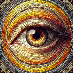 Realistic Eye Mosaic Art: Warm and Cool Colors Contrast