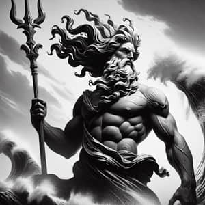 Poseidon Artistic Black and White Representation