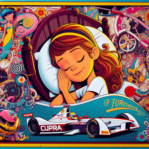 Whimsical Cartoon Poster: Dream of Becoming Formula E Driver - CUPRA