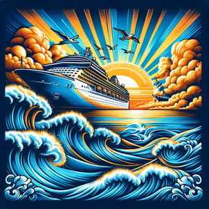 Vibrant Cruise Theme T-shirt Design Illustration