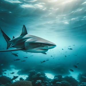 Shark Swimming in Open Ocean
