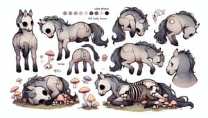 Chibi Undead Horse: Cute Reference Sheet with Pastel Colors
