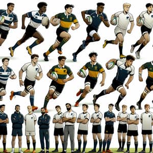 Diverse School Rugby Players in Action on the Sports Field