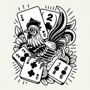 Intricate Tattoo Design with Joker, 2, and Mahjong Tiles