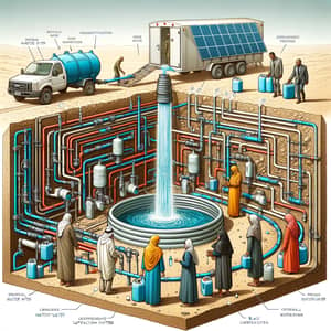 Underground Water Source Access & Purification System with Solar Panels