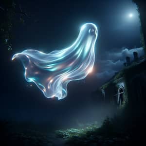 Ethereal Ghost Dancing in Moonlight - Tranquil Spectral Presence