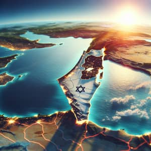Geographical Map of Israel and Palestine | Mediterranean Sea View