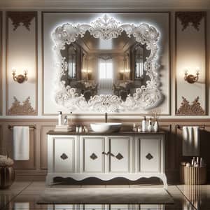 Modern Tranquil Bathroom Vanity | White & Brown Color Scheme
