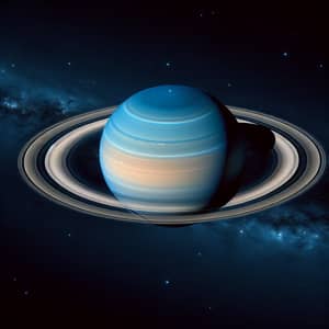 Blue Saturn with Vermilion Rings - Celestial Beauty in Uncommon View