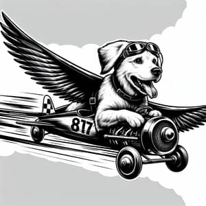 Dog with Wings Racing a Flying Car - Amazing Image
