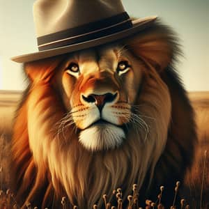 Majestic Lion Wearing a Stylish Hat