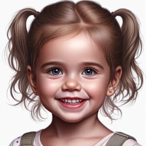 Caucasian Little Girl Smiling - Cute Ponytails & Dress