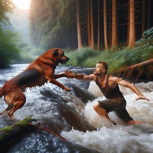 Brave Dog Rescues Man in River | Heartwarming Scene