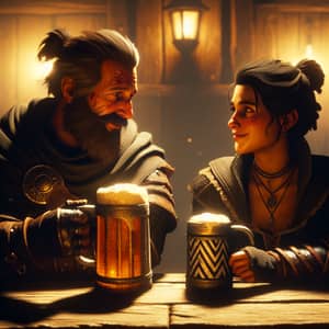 Black Cloak and Zig Zag Characters Drinking Beer Together