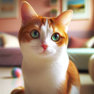 Captivating Orange and White Housecat with Emerald Eyes