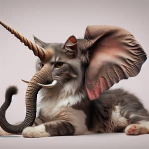 Unique Cat with Unicorn Horn and Elephant Trunk