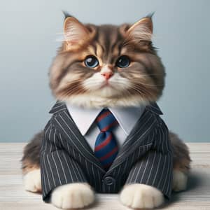 Elegant Cat in Corporate Suit: Exquisite Feline Fashion